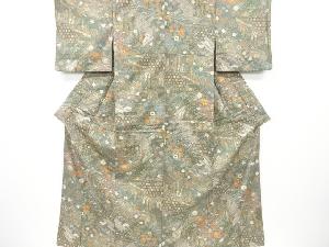 リサイクル　霞取りに花・古典柄小紋着物